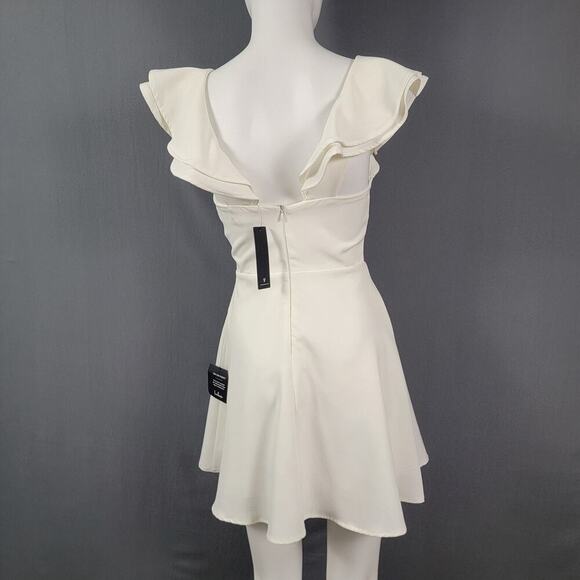 Lulus Ruffle Mini Dress XS White Fit & Flare Romantic Style - Picture 5 of 10